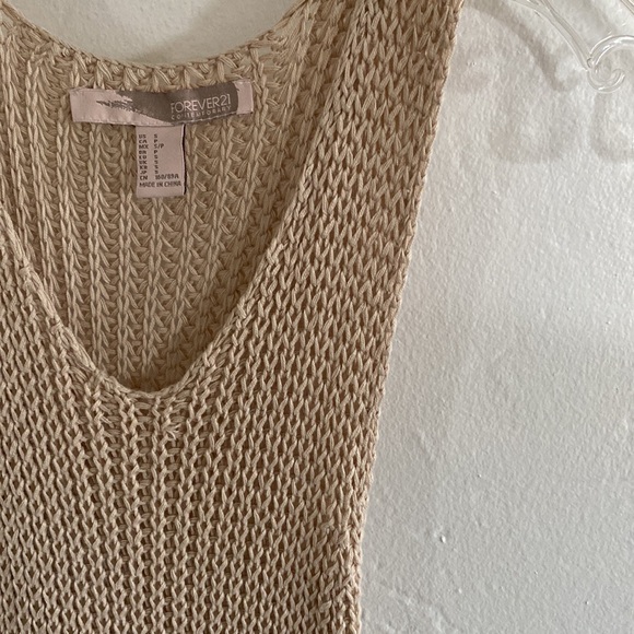 Crotchet and Pleated Dress - Tan/Light Pink - Small - Picture 2 of 5
